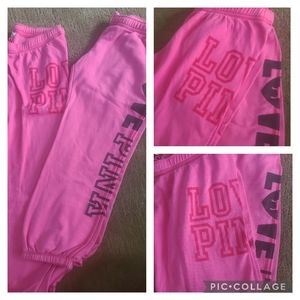 SOLD PINK sweatpants (2 pairs) size small . PRICE FOR BOTH PAIRS.
